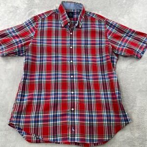 Tailorbyrd Plaid Short Sleeve Button Down XL Red Blue Men Preppy Casual Shirt